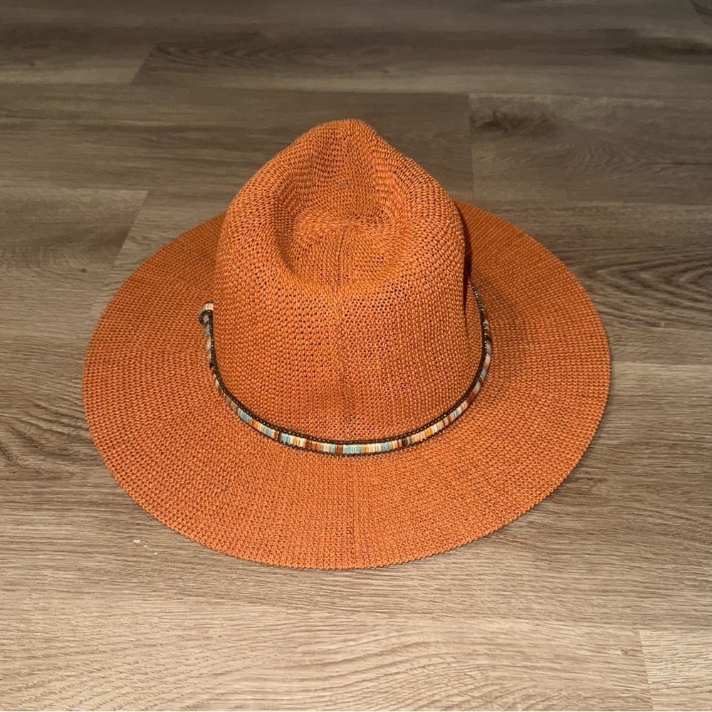 Anthropologie Orange Fedora Sun Hat - Picture 6 of 10